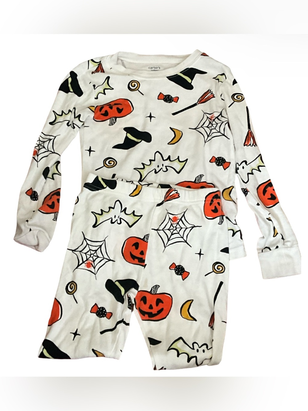 Carter’s Halloween Pajama Set Boys Size 5/5A 2-Piece Cotton Pumpkin Ghost PJ Set
